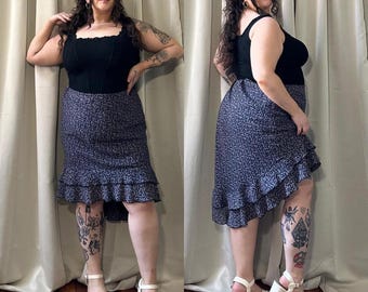 Y2K Plus Size Floral Chiffon Midi Skirt - Lane Bryant - Size 26 28