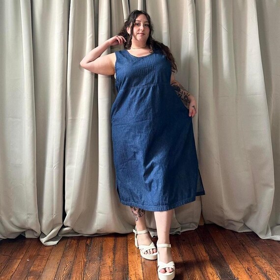 white christmas dresses Washed Blue Denim Midi Dress main image 0