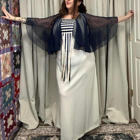 navy and cream maxi dress 70s Dress, Ribbon Bust, Chiffon Sleeve, Plus Size 18 1/2 Ivory lace, champagne tulle Colour:DARK PINK weather occasion limited edition shoes