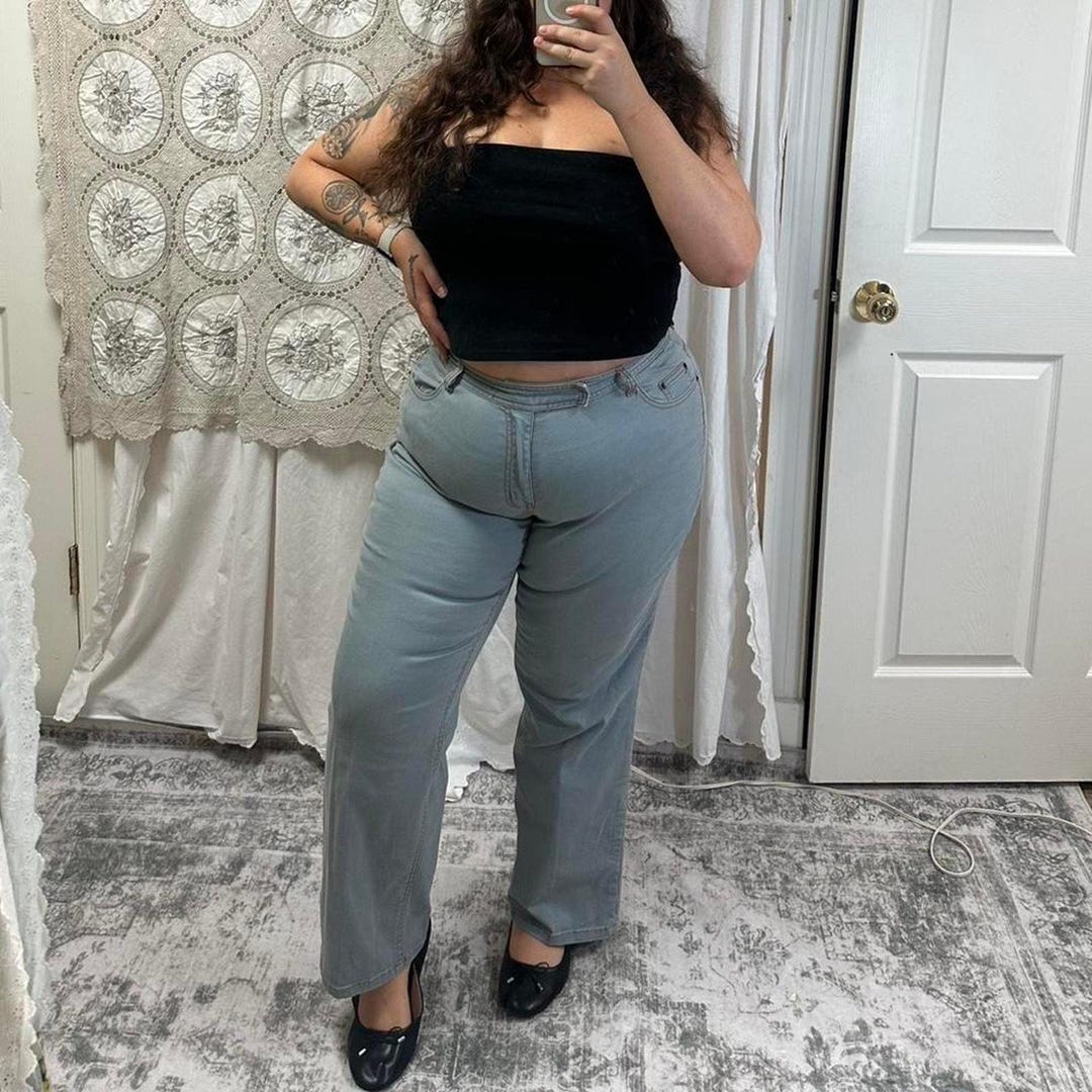 Y2K Venezia Flare Jeans, Muted Light Wash Denim, Plus Size 18 - Etsy