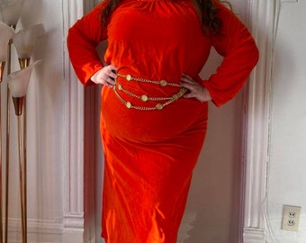 1960s Miss Elaine Red House Dress: Plus Size Vintage Negligee XXL-2X