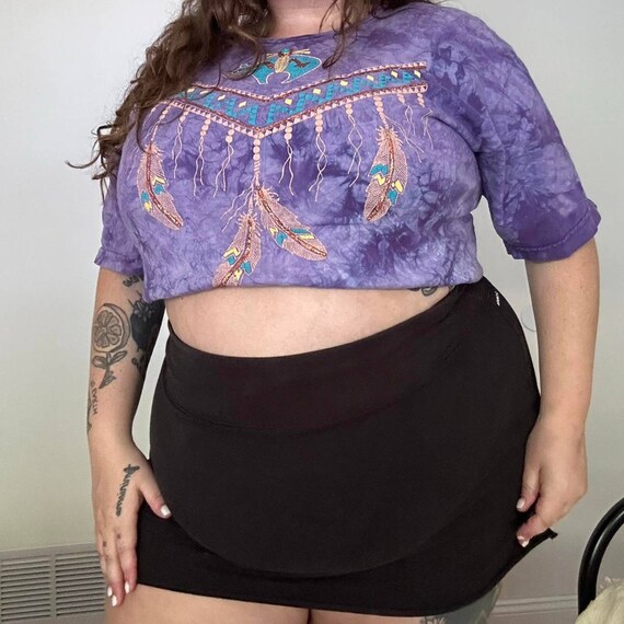 Vintage 2000s Purple Tie Dye Western Tee - Lynee Apparel