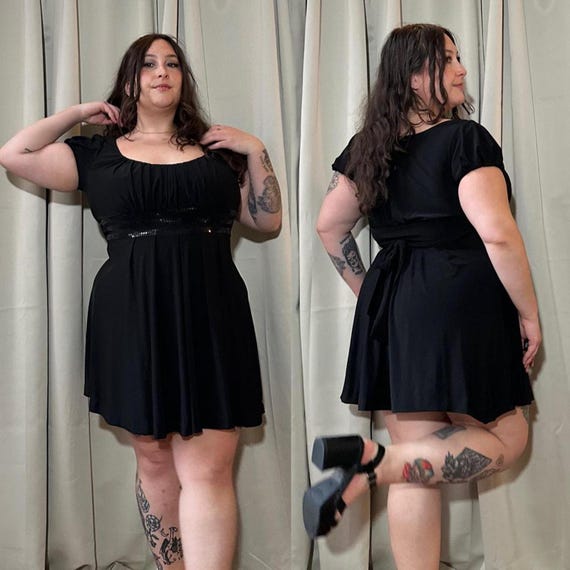 plus size little black dress empire waist Plus Size Black Empire Dress - Black