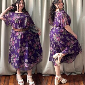 Vintage 90s Floral Maxi Dress: Roamans Purple Plus Size 28W