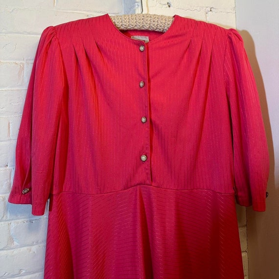 1980s Pink Fit & Flare Midi Dress - Plus Size Vintage