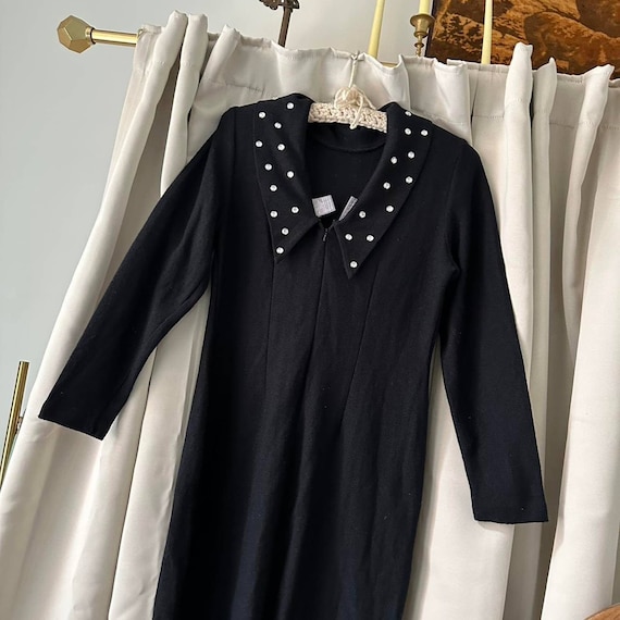 Liz Claiborne Black Knit Dress. Tag size L. Acryl… - image 1