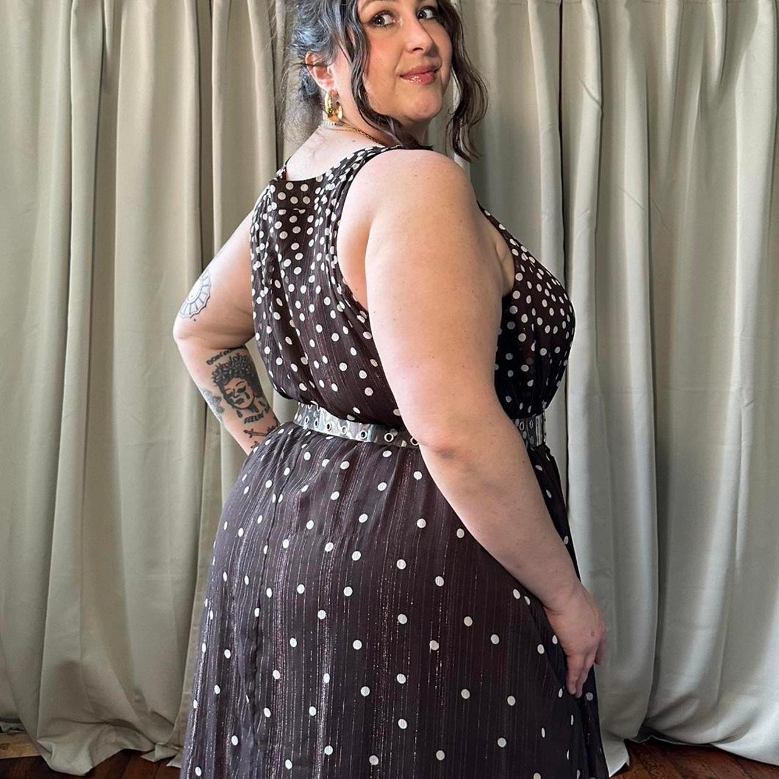 princess polly baby blue dress 2000s Polkadot Midi Dress: Plus Size Vintage Catherines 4X