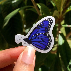 Butterfly Sticker, Blue Monarch Laptop Sticker, Glossy Vinyl Sticker, Weatherproof Bottle Sticker, Butterfly Sticker Die Cut Sticker