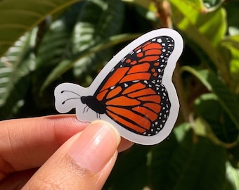 Monarch Butterfly Sticker, Orange Butterfly Waterproof Sticker, Vinyl Sticker, Die Cut, Laptop Sticker, Bottle Sticker, Weatherproof Sticker