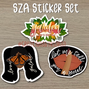 SZA Weatherproof Sticker Pack (3), Ctrl Sticker, Love Galore, Supermodel, Garden, Music Sticker, Album Sticker