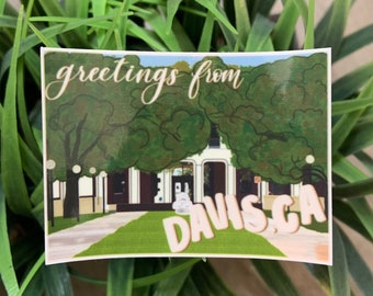 Davis Postcard Sticker: Waterproof Laptop/Bottle Decal, Mrak Hall, Egghead