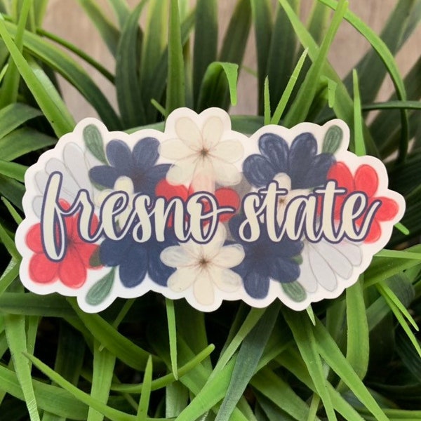 Fresno State Flower Sticker, Floral CSU Fresno Sticker, Fresno State Decal, Laptop Sticker, Waterproof Bottle Sticker, Fresno California