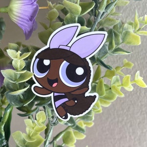 90s Cartoon Purple Black Girl, Black Girl Magic, Woman Superhero Sticker, Girl Power Sticker, Power Girls Sticker