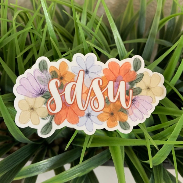 Cal State College Pastel Flower Stickers, Floral College Stickers, San Diego, San Jose, Long Beach
