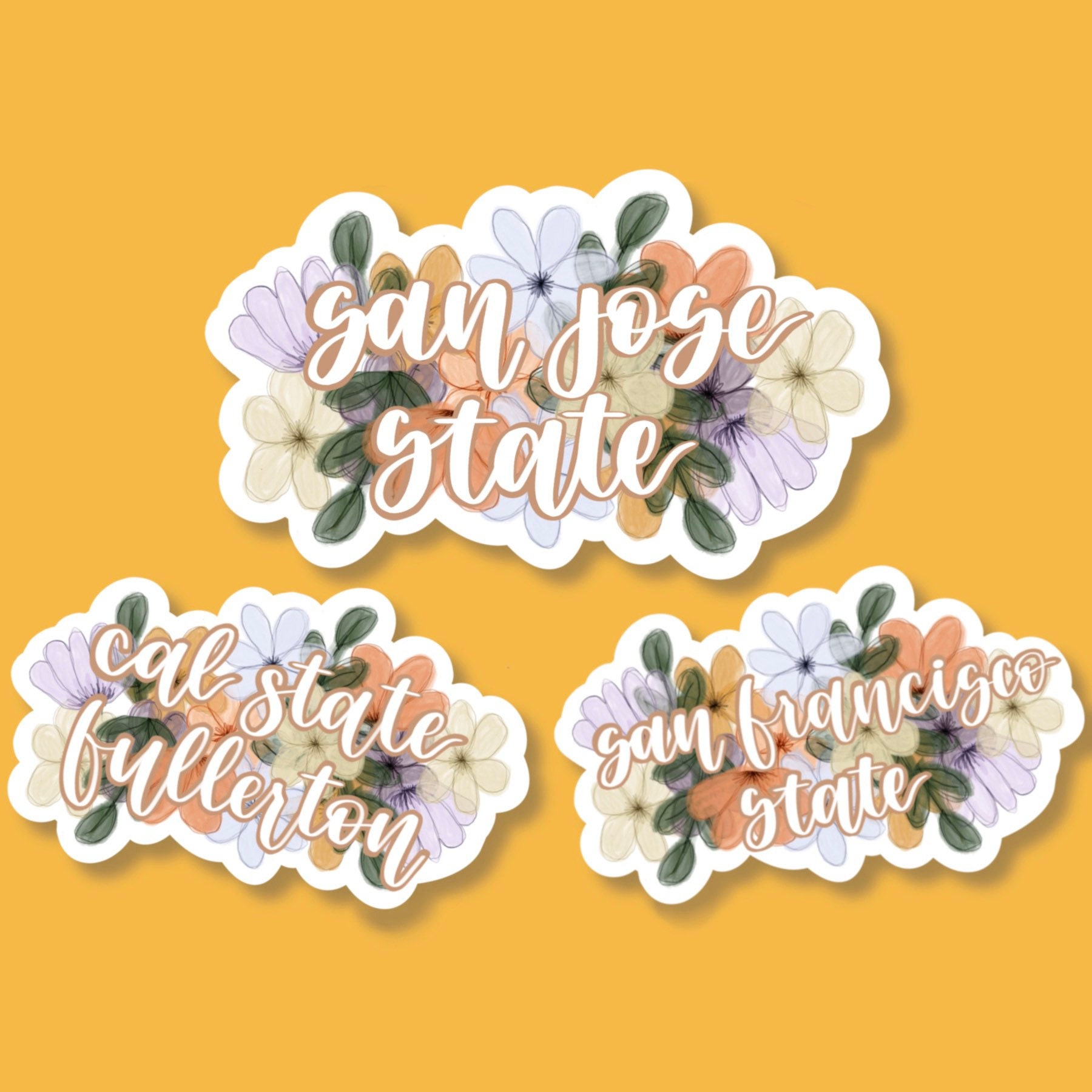 Cal State La Sticker Pastel Floral Cal State Sticker: Waterproof Laptop Decal, San Diego ...