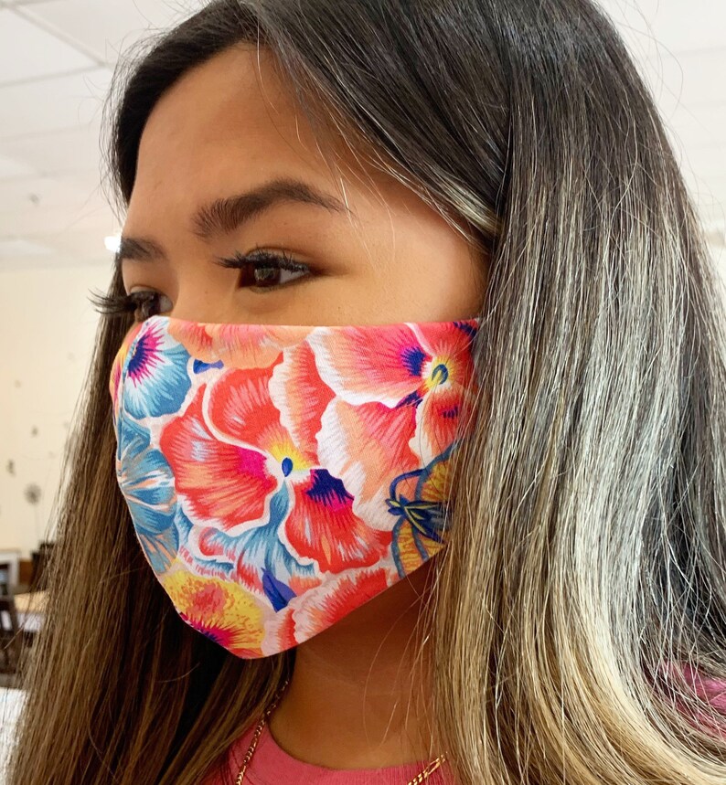 Hibiscus Face Mask Hawaiian Face Mask With Filter Pocket Etsy
