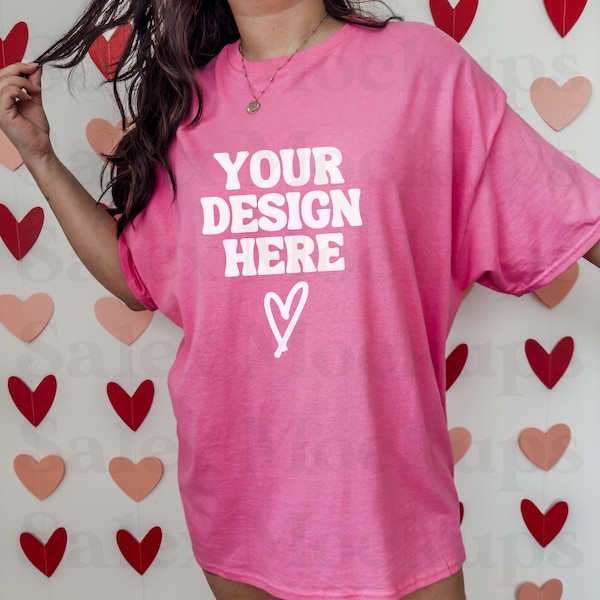 Azalea Gildan 5000 Mockup, Gildan Azalea Mockup, Gildan Model Mockup , Valentines Day Mockup, Oversized Tshirt Mockup