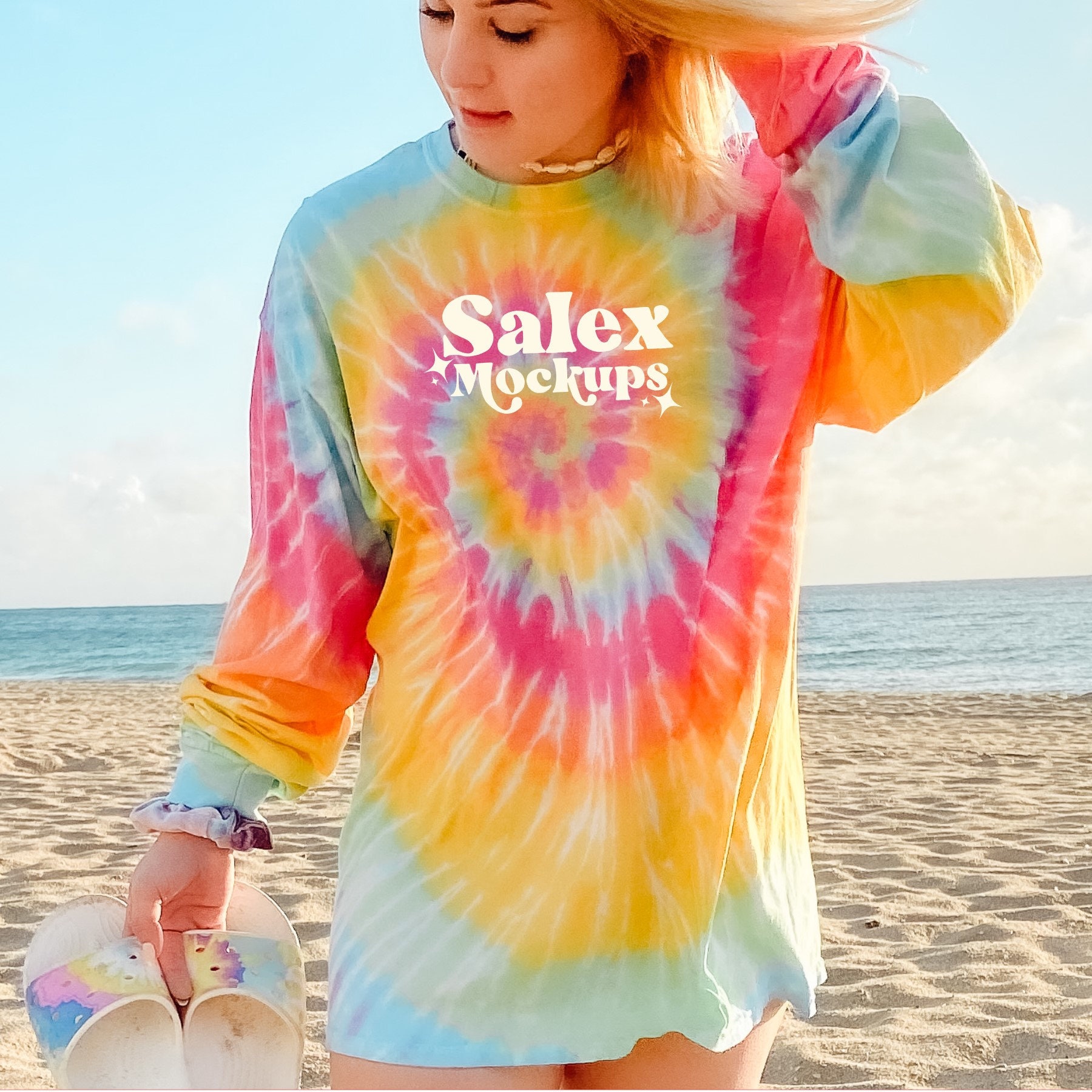240MS Dyenomite Spiral Tie Dye Long Sleeve T-Shirt Model ...
