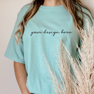 Download Comfort Colors C1717 Mockup Chalky Mint T-Shirt Mockup Model | Etsy