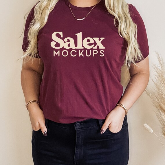 bella-canvas-model-mockup-bella-canvas-mockup-3001-maroon-etsy