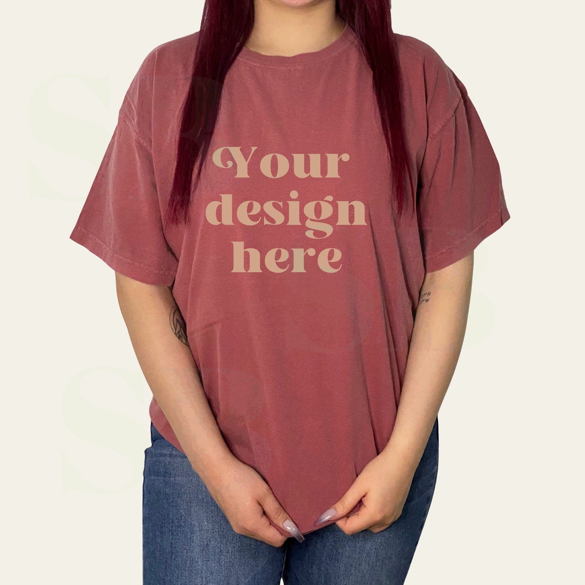 Comfort Colors C1717 Brick TShirt Mockup Model Mock up Etsy
