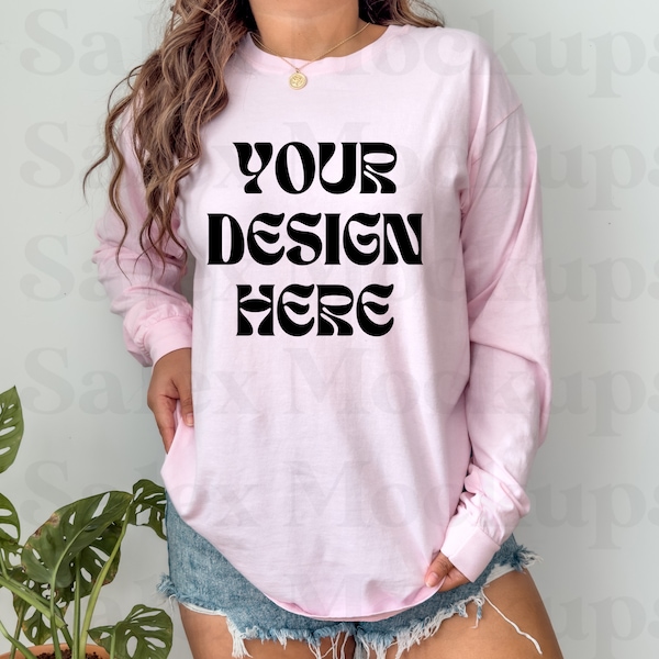 Comfort Colors 6014 Blossom Mockup, Comfort Colors Blossom Mockup, Oversized Comfort Colors, Comfort Colors Blossom Long Sleeve Tshirt