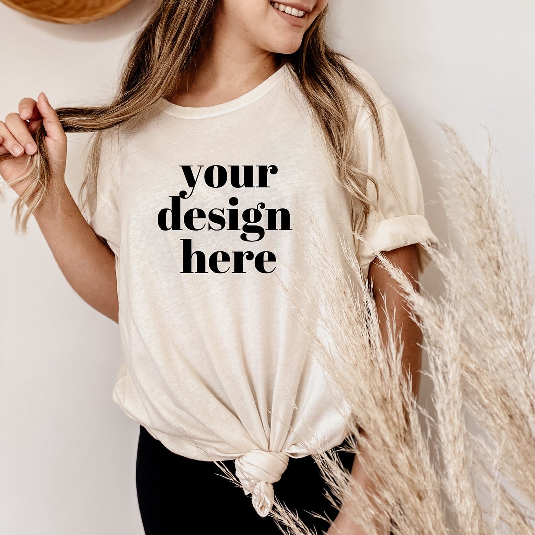 Comfort Colors Mockup, C1717 White T-shirt Mockup, Boho Mockup. Hanging