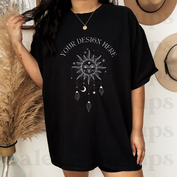 Black Gildan Mockup, Gildan Black Mockup, Gildan 5000 Model Mockup , Black T-Shirt Model Mock up, Boho GILDAN Mockup