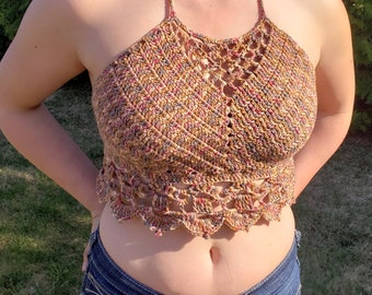 Crochet Pattern | Boho Crochet Halter Top | XS, S, M, L, XL, 2XL, 3XL, 4XL