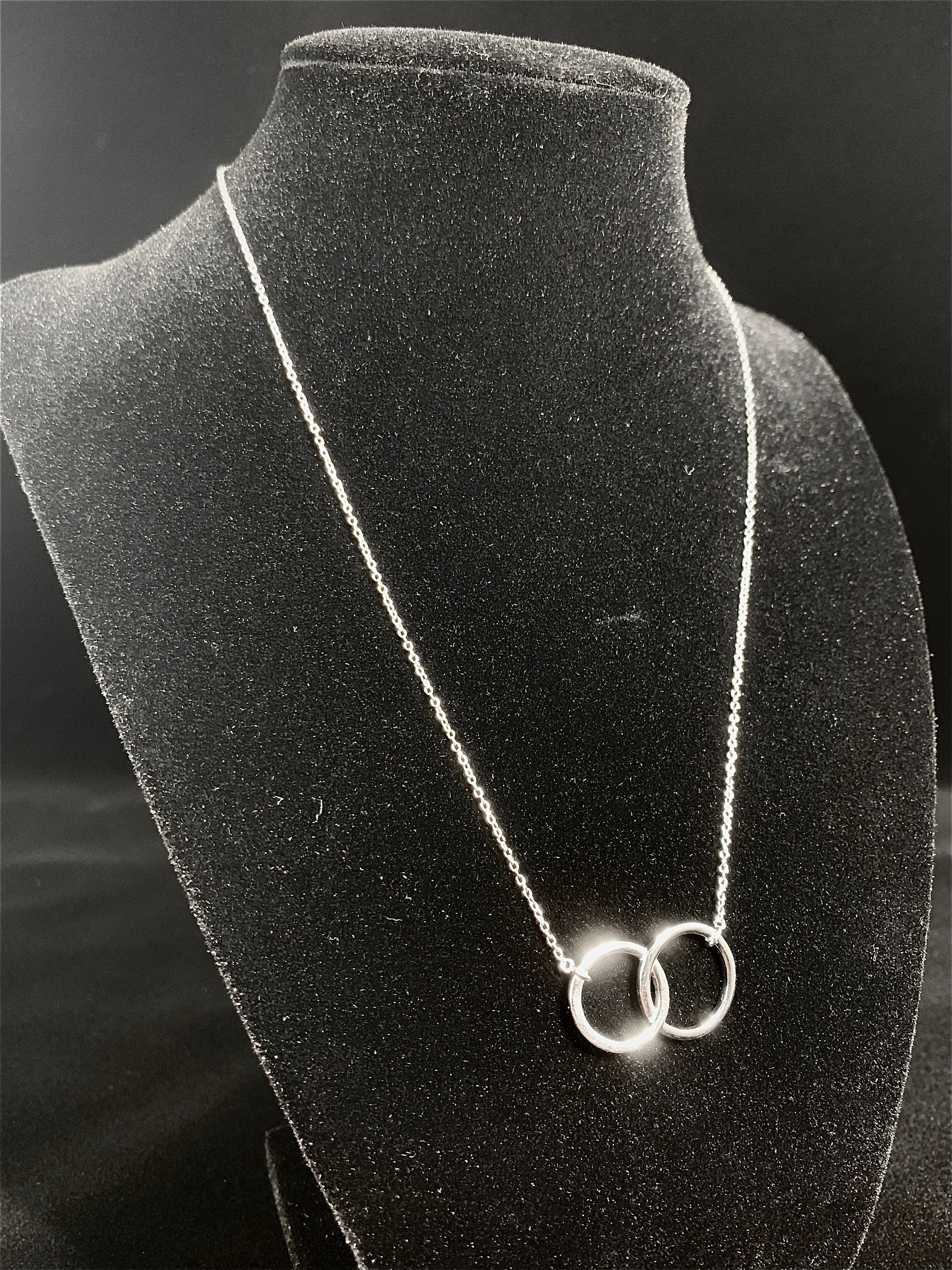 Sterling Silver Necklace Stamped 925 Double Circle Necklace Etsy