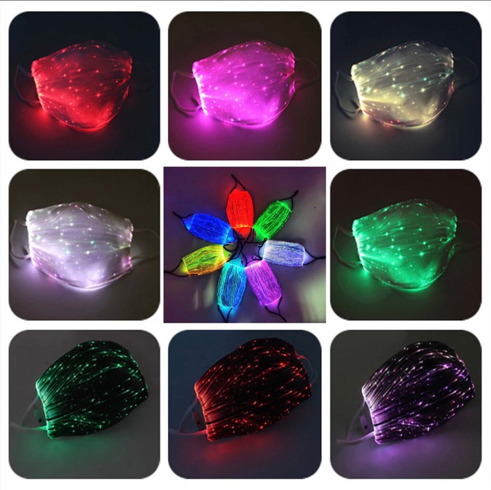Light Up Face MaskGlow in the Dark Luminous Mask LED Fiber Etsy