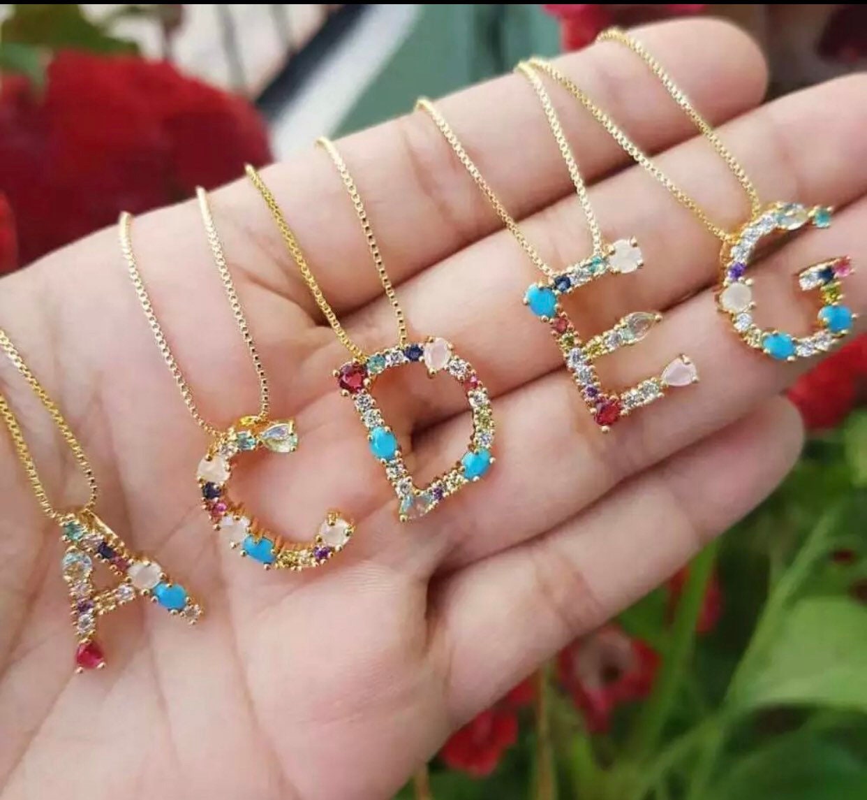 Colorful letter necklace deals
