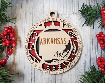 Arkansas, State of Arkansas Ornament, State of Arkansas,Wooden Arkansas, wooden State Ornaments, Arkansas Holiday Decor, Gift from Arkansas,