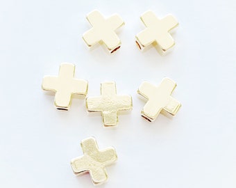Cross Gold Filled Beads, 7mm  Cross Spacer Beads, Gold Beads, Gold Filled Charms, Jewelry Supplies, Hypoallergenic, High Quality Beads