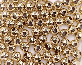 Gold Filled 7mm Round Beads, 2.5mm Hole, 30 pcs Spacers, Gold Filled Beads, Hypoallergenic High Quality Beads, Jewelry Supplies
