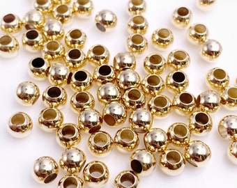 5mm Gold Filled Beads, Large Hole Gold Round Beads, Seamless Gold Filled Beads, Hypoallergenic High Quality Beads, Jewelry Supplies