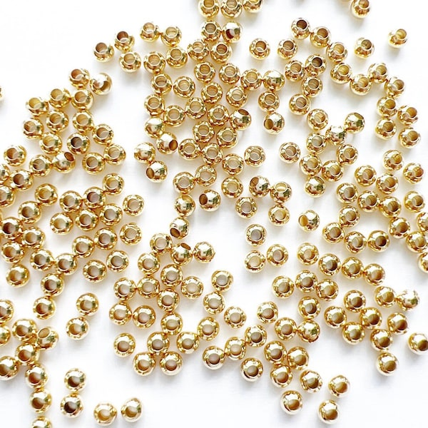 3mm Gold Filled Round Beads,  1.5mm Hole, 200 pcs Spacers, 3mm Gold Filled Beads, Hypoallergenic High Quality Beads, Jewelry Supplies