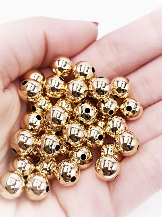 Gold Filled 8mm Small Hole Round Beads 2mm Hole 20 Pcs Spacers