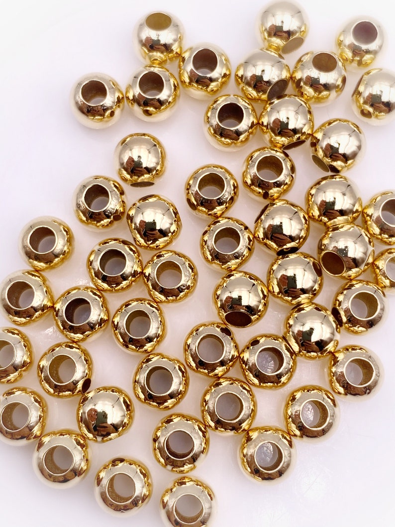 Gold Filled 6mm Round Beads Medium Hole Spacers Seamless Etsy