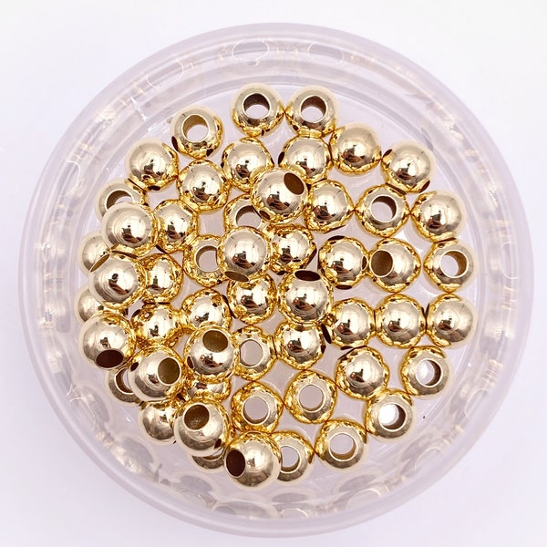 Gold Filled 6mm Round Beads, Medium Hole Spacers, Seamless Gold Filled Beads, Hypoallergenic High Quality Beads, Jewelry Supplies