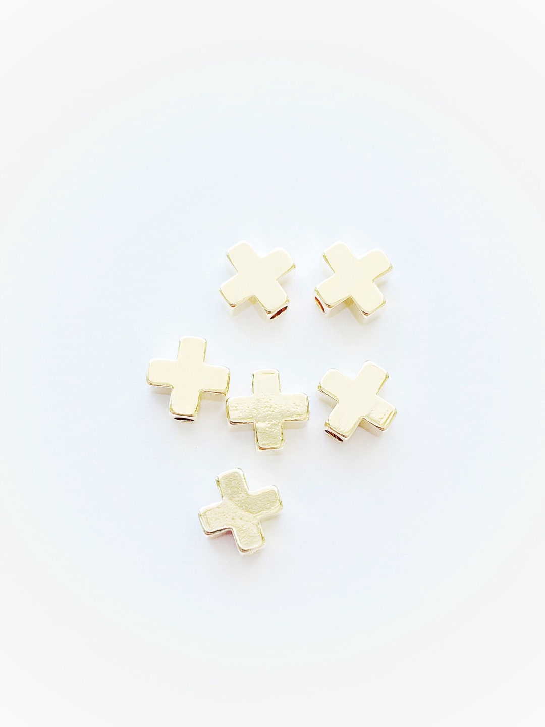 Cross Gold Filled Beads, 7mm Cross Spacer Beads, Gold Beads, Gold