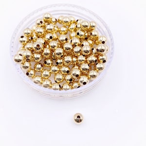 Gold Filled 4mm Small Hole Round Beads, 100 pcs Spacers, Gold Filled Beads, Hypoallergenic High Quality Beads, Jewelry Supplies