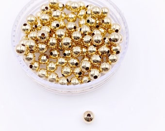 Gold Filled 4mm Small Hole Round Beads, 100 pcs Spacers, Gold Filled Beads, Hypoallergenic High Quality Beads, Jewelry Supplies