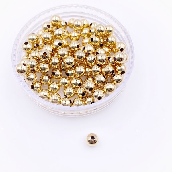 Gold Filled 4mm Small Hole Round Beads, 100 pcs Spacers, Gold Filled Beads, Hypoallergenic High Quality Beads, Jewelry Supplies