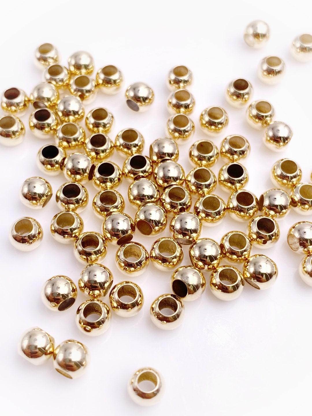 High Quality Beads For Jewelry Making 2026.5mm Gold Filled Beads, Large Hole Gold Round Beads, Seamless Gold ...