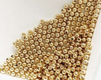 2.5mm Gold Filled Small Hole Beads,  1mm Hole Beads,  350pcs Spacers, Small Gold Filled Beads, Hypoallergenic High Quality, Jewelry Supplies