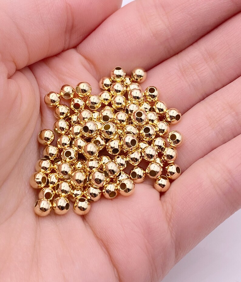 4mm Gold Filled Round Beads 1.5mm Hole Beads 100 pcs Etsy