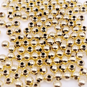 Gold Filled 3mm Small Hole Round Beads,  190pcs Spacers, 3mm Gold Filled Beads, Hypoallergenic High Quality Beads, Jewelry Supplies