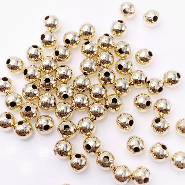 Gold Filled 5mm Small Hole Round Beads, 50 pcs Spacers, Gold Filled Beads, Hypoallergenic High Quality Beads, Jewelry Supplies