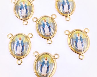 Miraculous Medal, Rosary Connector Centerpiece, 18K Gold Plated Religious Charm, High Quality, Catholic Rosary, Catholic Saint Pendant